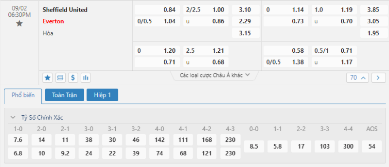Sheffield Utd vs Everton