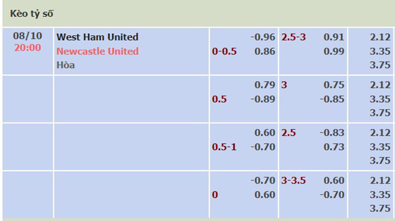 West Ham vs Newcastle