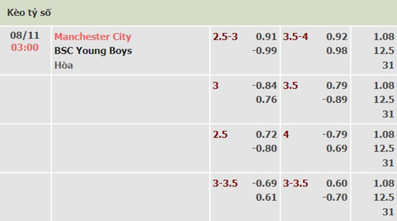 Man City vs Young Boys